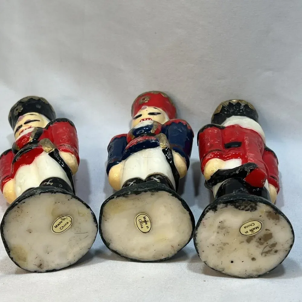 Vintage Nutcracker Soldiers Holiday Wax Candles Figurines 1990s Set of 3